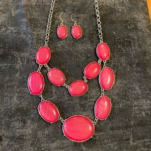 Pink matching necklace and earrings